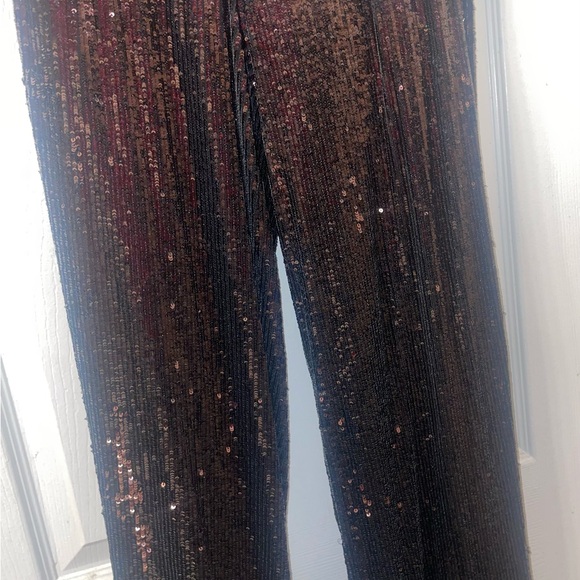 Express Sequin Wide-Leg Pants - Brown - Picture 5 of 7